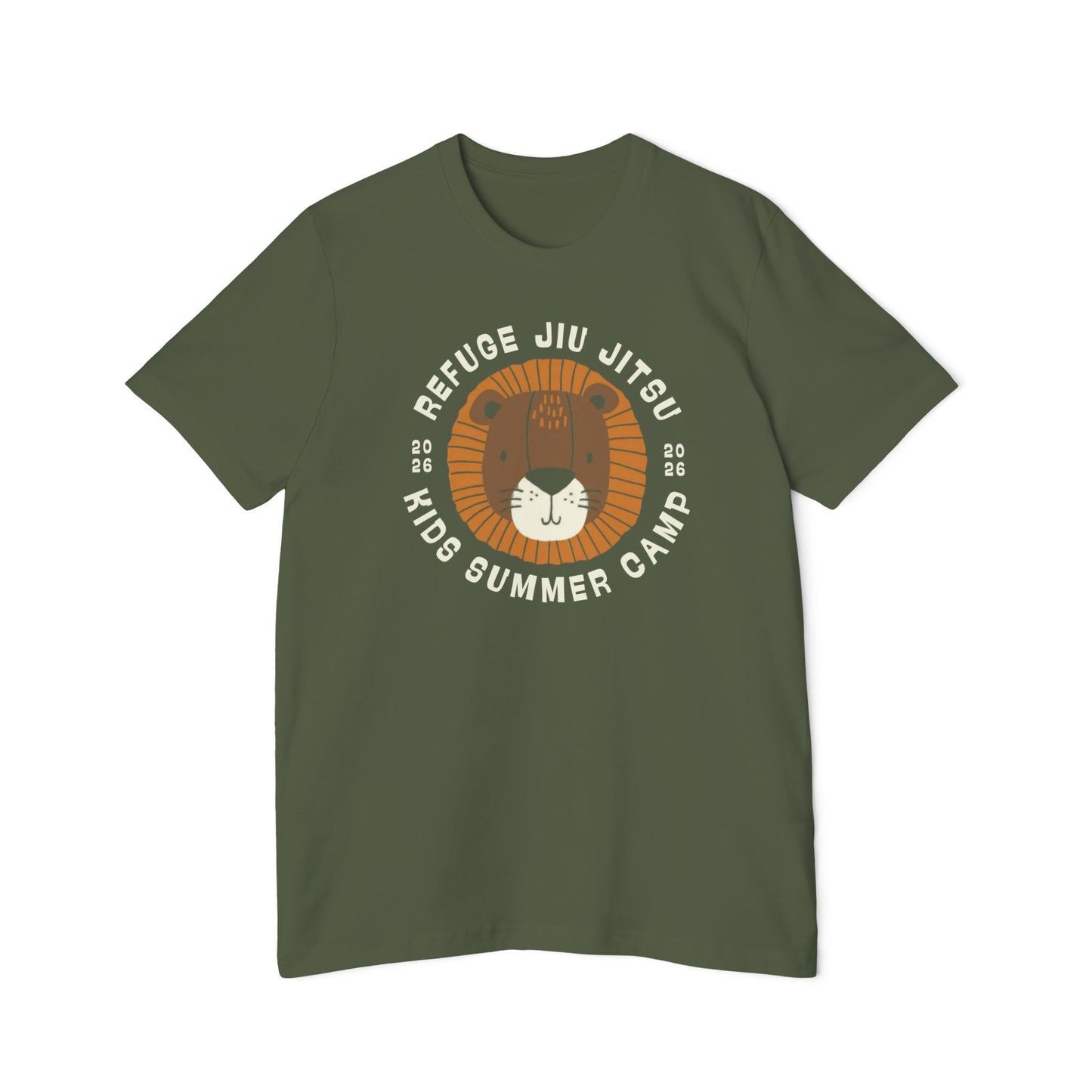 Kids Summer Camp T‑Shirt — "Refuge Jiu Jitsu" Lion Design