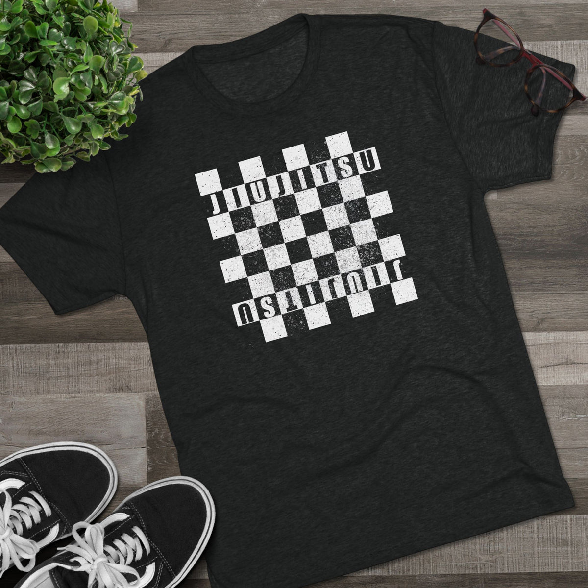 Jiu Jitsu Checkered Tri-Blend Tee - Dark