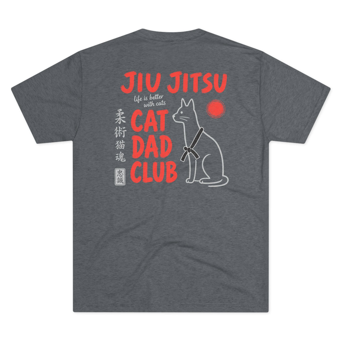 Jiu Jitsu Cat Dad Club Tri-Blend Tee - Dark