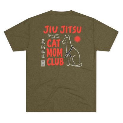 Jiu Jitsu Cat Mom Club Tri-Blend Tee - Dark