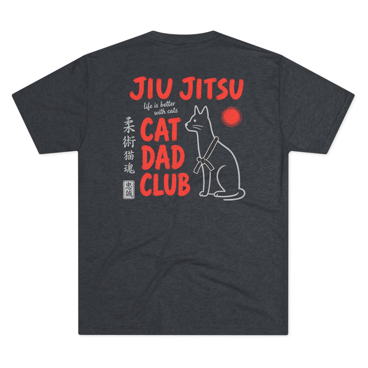 Jiu Jitsu Cat Dad Club Tri-Blend Tee - Dark