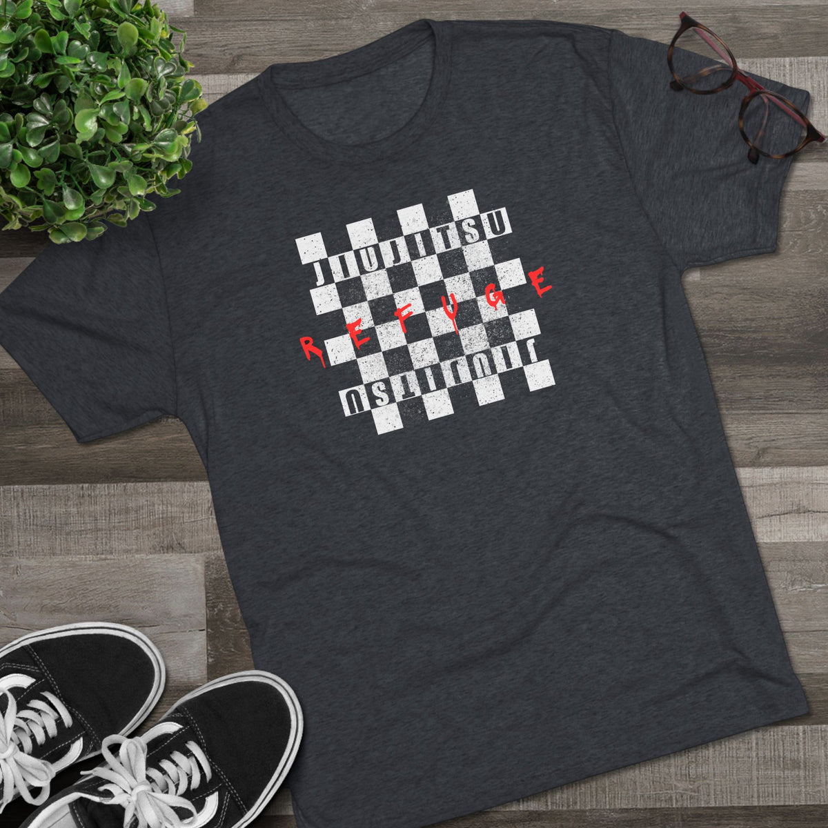 Refuge Checkered Tri-Blend Tee - Dark