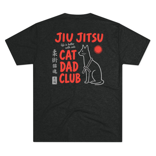 Jiu Jitsu Cat Dad Club Tri-Blend Tee - Dark