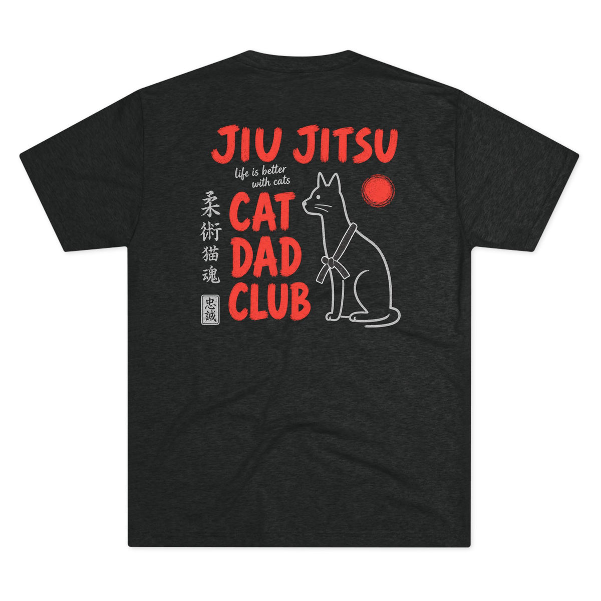 Jiu Jitsu Cat Dad Club Tri-Blend Tee - Dark