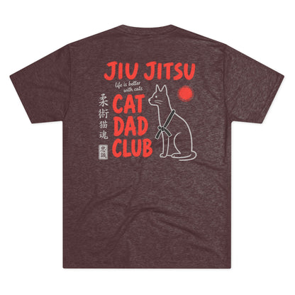 Jiu Jitsu Cat Dad Club Tri-Blend Tee - Dark