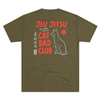 Jiu Jitsu Cat Dad Club Tri-Blend Tee - Dark