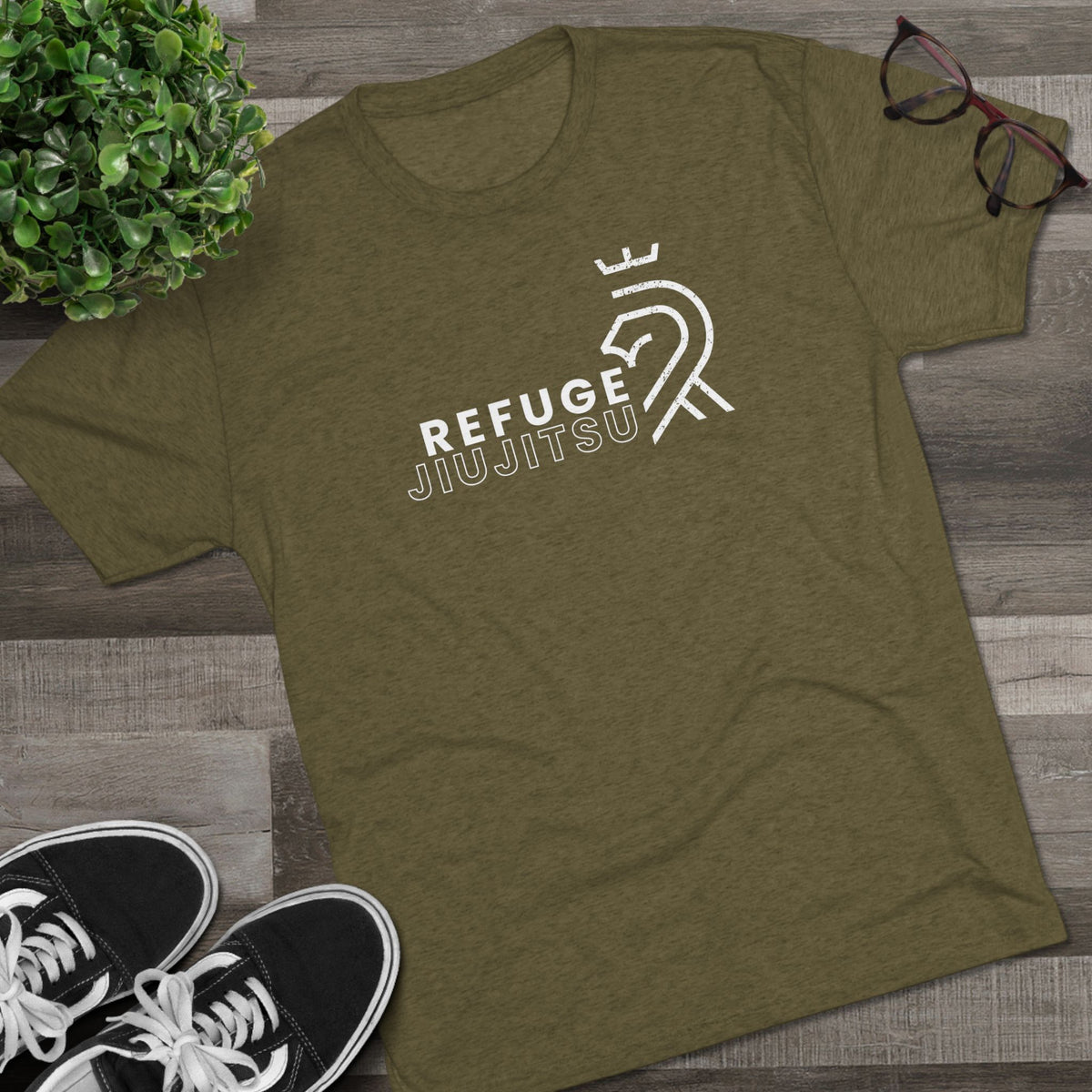 Refuge Jiu Jitsu Lion Logo Tri-Blend Tee - Dark