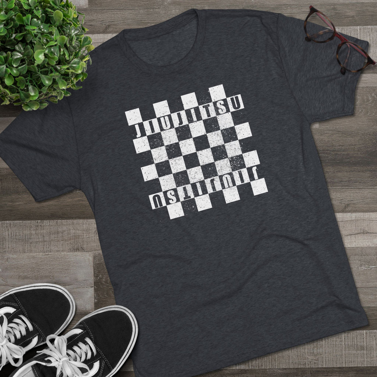 Jiu Jitsu Checkered Tri-Blend Tee - Dark