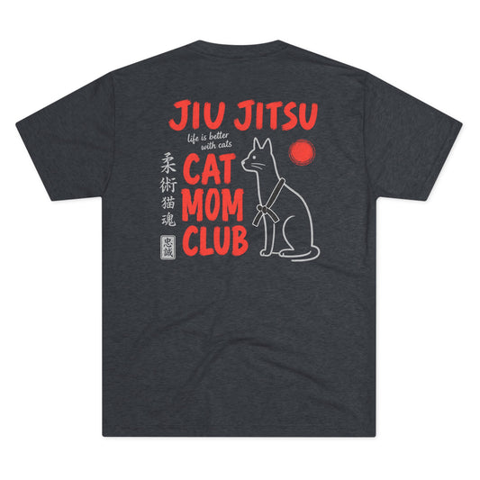 Jiu Jitsu Cat Mom Club Tri-Blend Tee - Dark